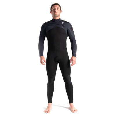 C-Skins Rewired 3/2mm Chest Zip Wetsuit - Black/Black/Diamond/Warm Red - Buy online today at Down the Line Surf. International shipping available.
