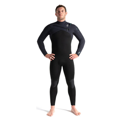 C-Skins Rewired 5/4mm Chest Zip Wetsuit - Black/Black/Ultra Cyan - Buy online today at Down the Line Surf. International shipping available.