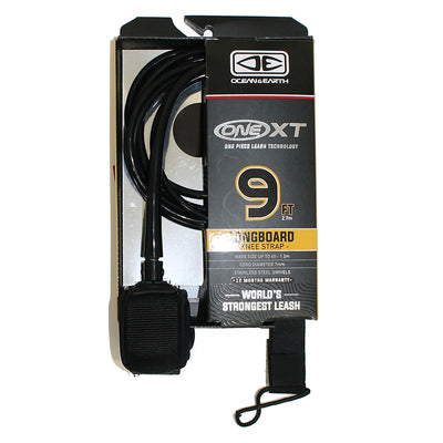 Ocean And Earth Premium One-XT Longboard Knee Leash - 9ft Black - Buy online today at Down the Line Surf. International shipping available.