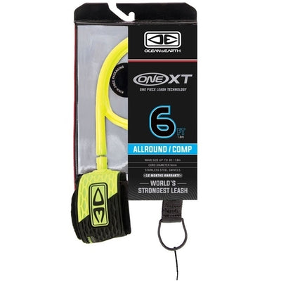 Ocean And Earth All Round Comp One-XT Leash - 6ft Yellow - Buy online today at Down the Line Surf. International shipping available.