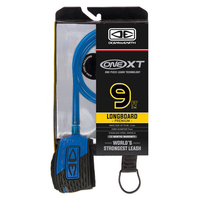 Ocean And Earth Premium One-XT Longboard Leash - 9ft Blue - Buy online today at Down the Line Surf. International shipping available.
