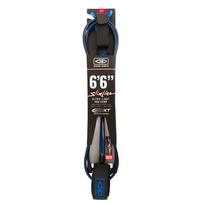 Ocean & Earth Slimline Lightweight Comp One-XT 6'6" Leash - Blue/Black - Buy online today at Down the Line Surf. International shipping available.