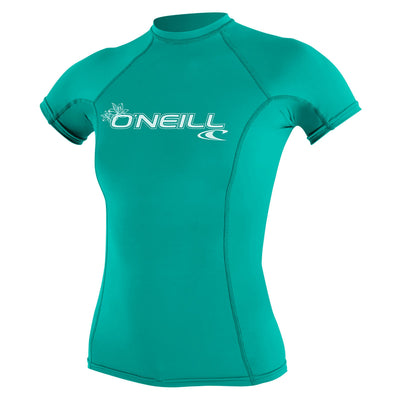 O'Neill Women's Basic Skins Short Sleeve Rash Vest - Light Aqua - Buy online today at Down the Line Surf. International shipping available.