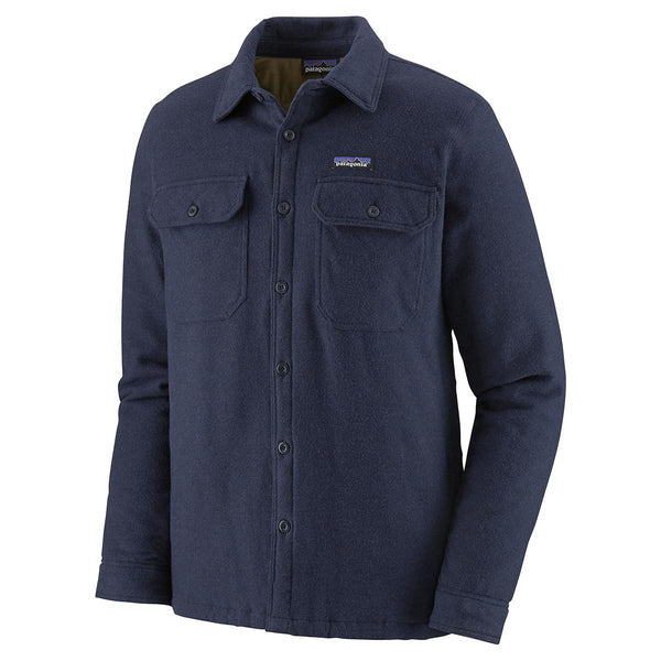 Patagonia Men's Insulated Fjord Flannel Jacket Navy Blue Down the