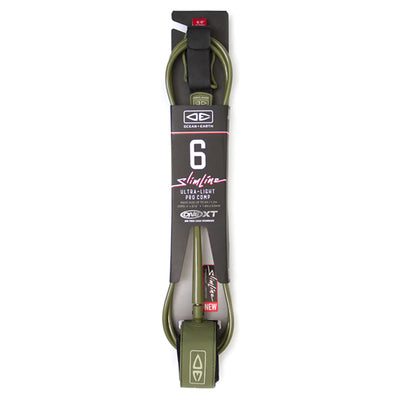 Ocean & Earth Slimline Lightweight Comp One-XT 6ft Leash - Olive - Buy online today at Down the Line Surf. International shipping available.