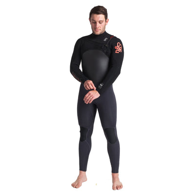 C-Skins Wired 5/4mm Chest Zip Wetsuit - Anthracite/Black/Warm Red - Buy online today at Down the Line Surf. International shipping available.