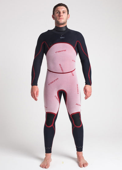 C-Skins Wired 5/4mm Chest Zip Wetsuit - Anthracite/Black/Warm Red - Buy online today at Down the Line Surf. International shipping available.