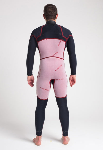 C-Skins Wired 5/4mm Hooded Chest Zip Wetsuit - Anthracite/Black/Warm Red - Buy online today at Down the Line Surf. International shipping available.