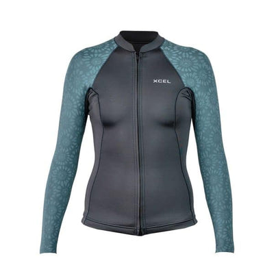 Xcel Women's Axis 1.5mm Front Zip Wetsuit Jacket - G Flower - Buy online today at Down the Line Surf. International shipping available.