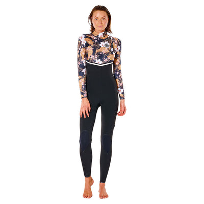 Rip Curl Women's E Bomb 4/3mm Zip Free E6 Wetsuit - Black/Gold - Buy online today at Down the Line Surf. International shipping available.