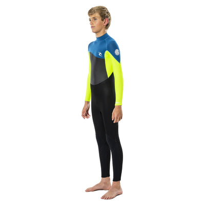 Rip Curl Junior Omega 5/3mm Back Zip Wetsuit - Neon Lime - Buy online today at Down the Line Surf. International shipping available.